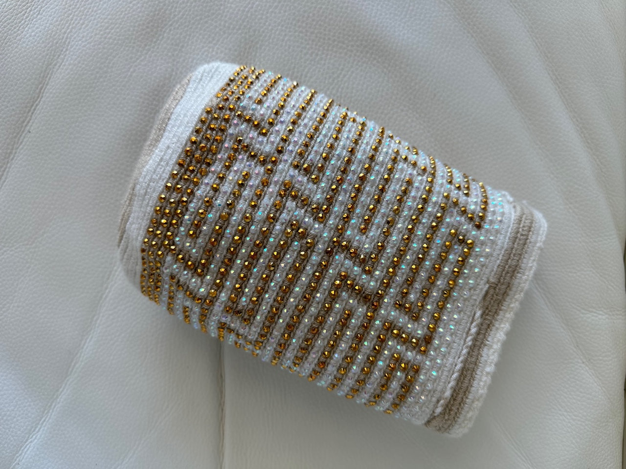WAYUU mochila crossbody bag, rhinestone studded - Colombian WAYUU hand crocheted cotton