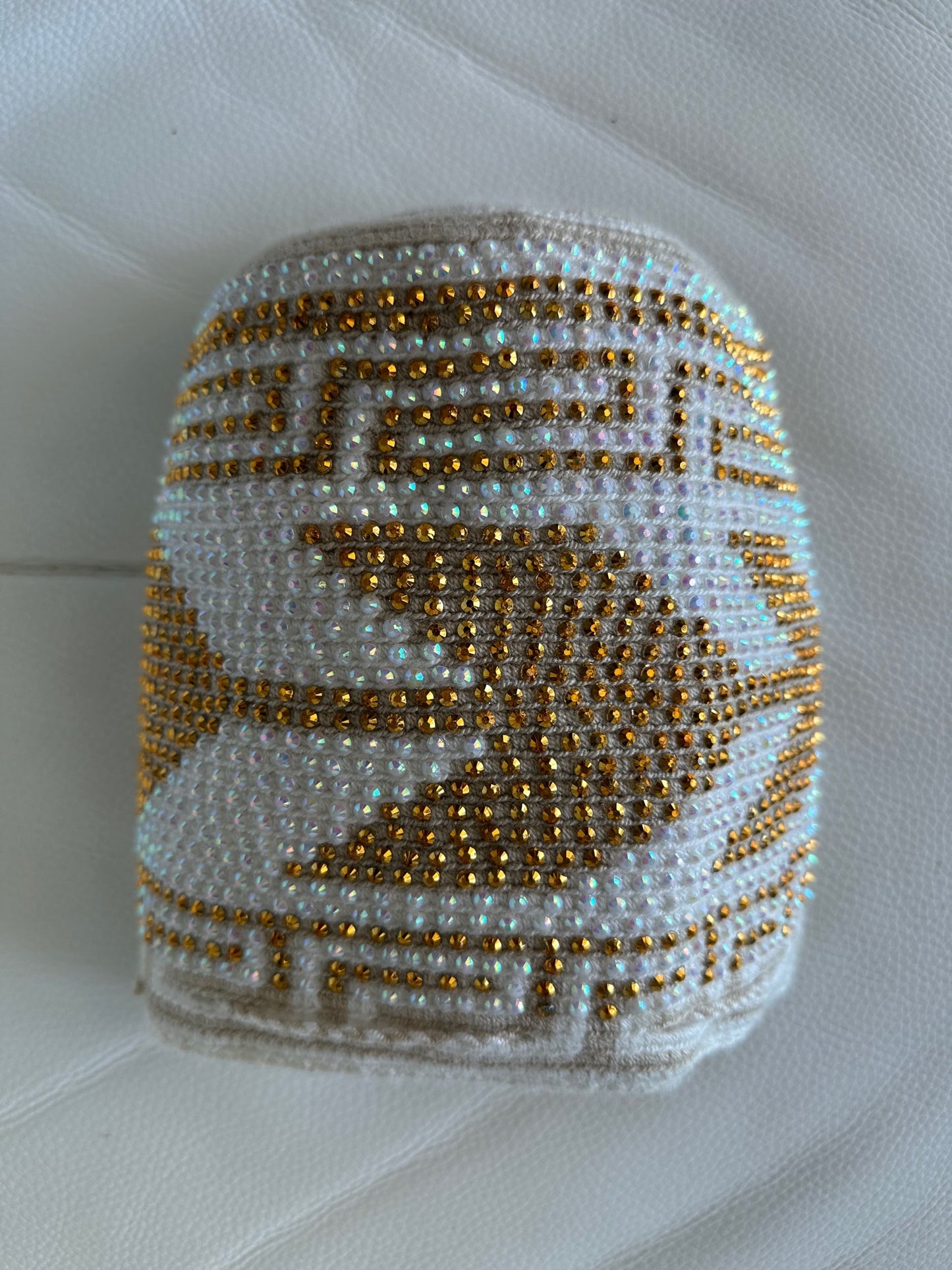 WAYUU mochila crossbody bag, rhinestone studded - Colombian WAYUU hand crocheted cotton