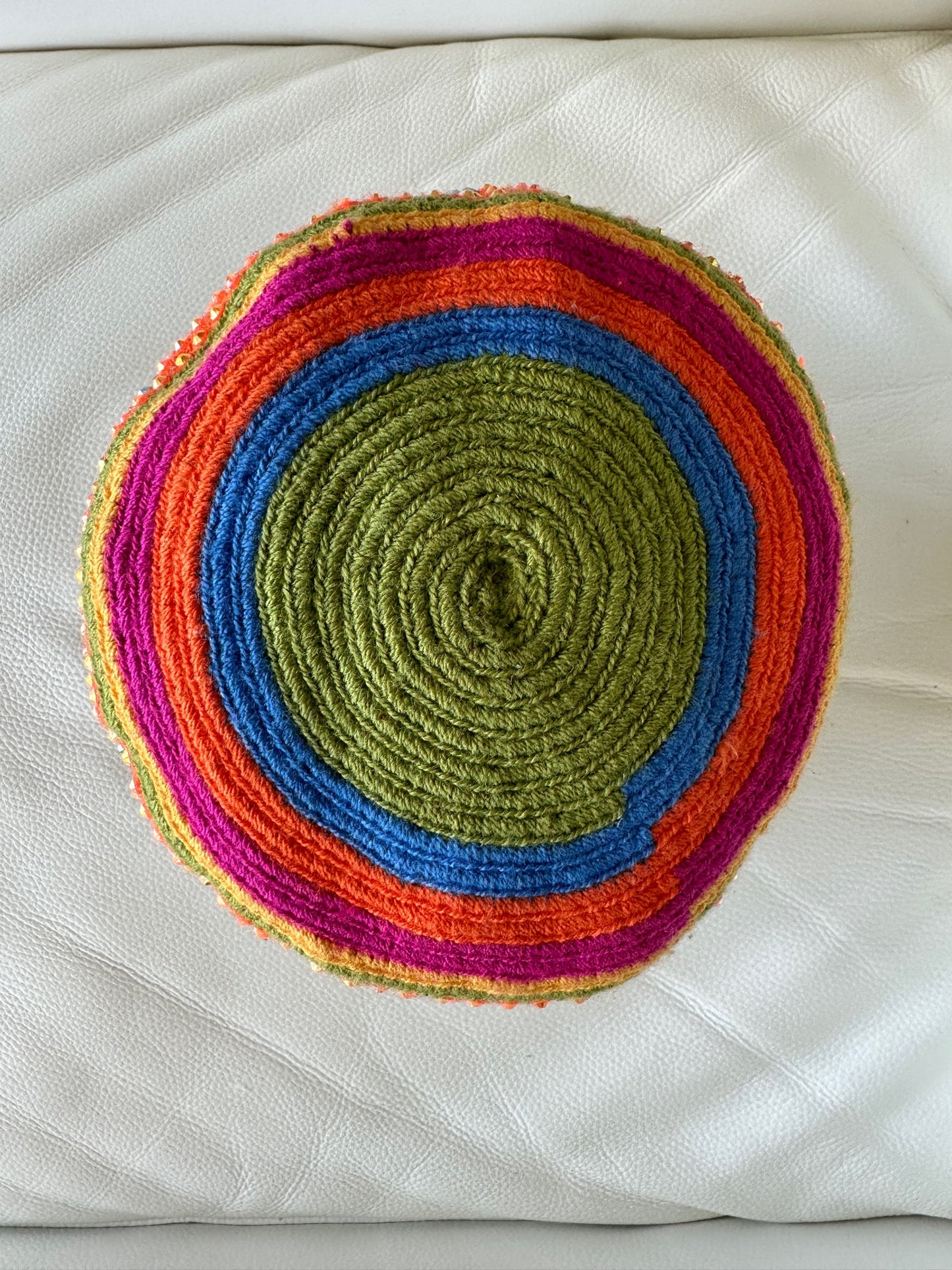 WAYUU mochila crossbody bag, rhinestone studded - Colombian WAYUU hand crocheted cotton